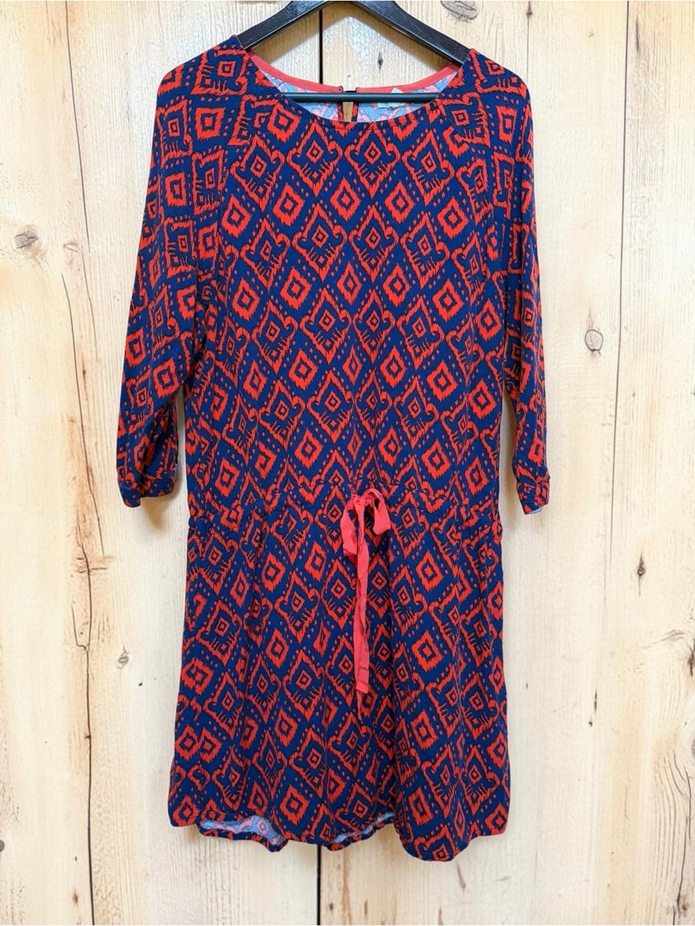 Hatley Red and Navy Geometric Midi Dress